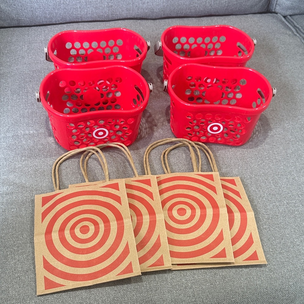 Target Red Baskets and Brown Bags Set